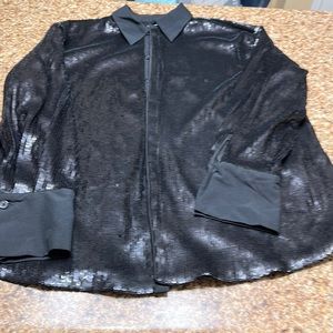 Future Collective Women’s Black sequin shirt jacket NWT size XL